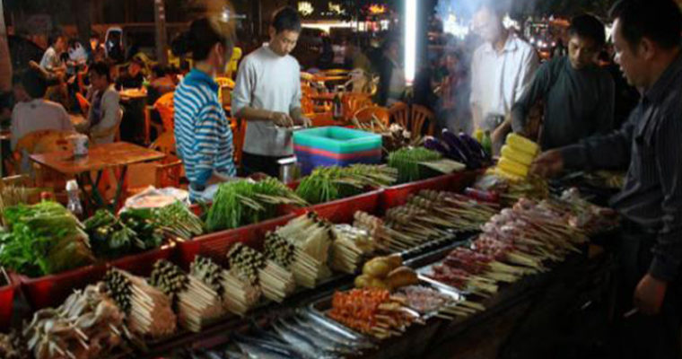 Yangon Street Food Night Market Along Strand Road